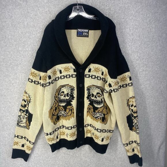 👻 Middle Beyond Mens 2XL Creepshow Cardigan Tan Halloween Horror 👻 - Picture 2 of 10